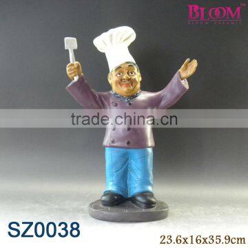 Factory wholesale resin chef figurines,restaurant decoration