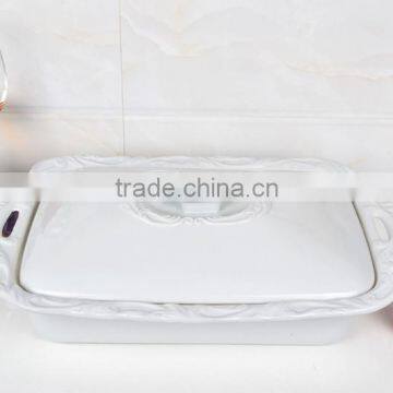 14.5" Square Porcelain Baking Tray With Lid photo-2