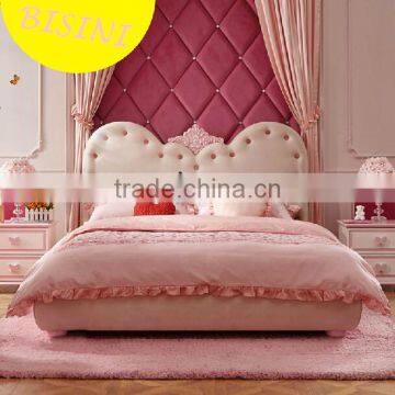 Modern Pink Handmade Carved Angel Wings Upholstered Unique Kids Princess Bedroom Furniture Sets - BF07-70346 photo-2