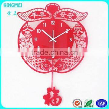 Custom Distinctive Red Acrylic Wall Clock With Animal Pattern photo-5