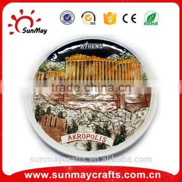 Wholesale custom 3D ceramics AKROPOLIS athens greece plate souvenir for sale