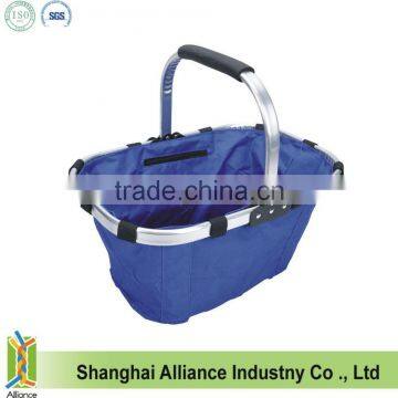 Collapsible foldable picnic tote basket, lightweight with solid strick with Aluminum Alloy Frame, Blue(CBS029)