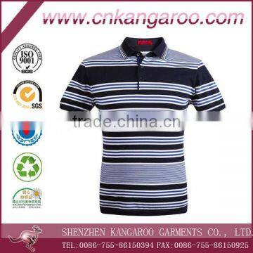 New Branded yarn dyed Men's cotton strip polo t shirt