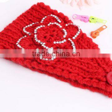 STOCK Wholesale Crystal Crochet Head Wraps Crochet Flower Knit Headwrap photo-2