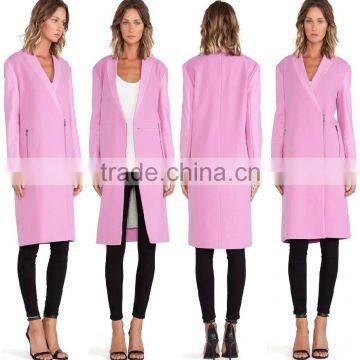 plus size ladies coat long wool coat boucle long coat in pink