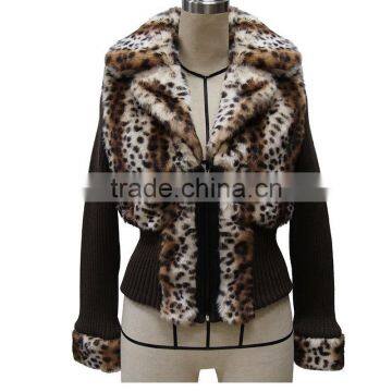 2013 Ladies new printing fur jacket,sweater sleeves coat