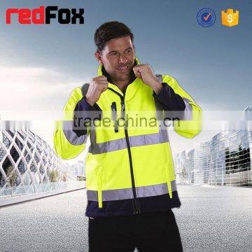 windproof and waterproof winter safety fleece lined softshell jacket