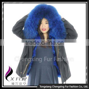 CX-G-P-01C Women Wholesale Genuine Raccoon Fur Lining Raccoon Fur Collar Fur Parka Coat