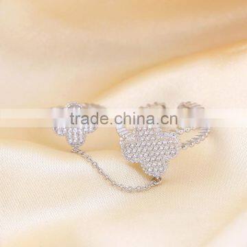 Yiwu Factory Direct Cheap Wholesale Top Quality Romantic S925 Double Chained Rings for Women photo-2