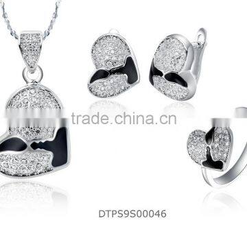 CZ Studded Heart With Silver Plated Pendantset photo-5