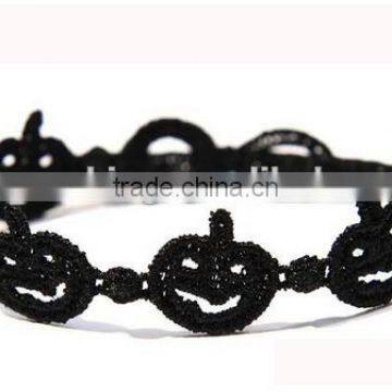 Diy pumpkin lamp black lace braided bracelets cheap pumpkin lamp design lace bracelets for Halloween promotion gifts