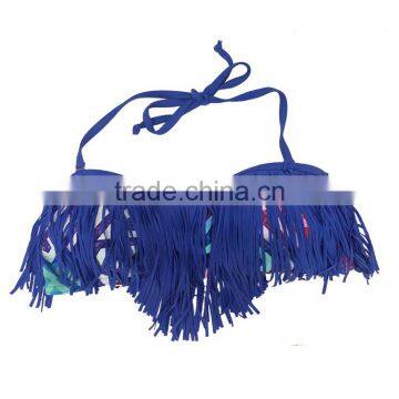 Hot Sale Woman Swimsuit Tassel Design Custom Logo Sexy Mature Bikini photo-2