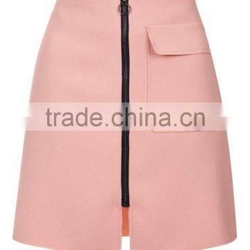 Wholesale OEM Servicees Zip Up A Line Skirts Women 2016 Crepe Patch Pocket Skirts 2016 photo-3