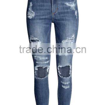 Ladies Top Design Denim Fabric Distressed Jeans Women Jeans Pent Pants for Woman photo-2