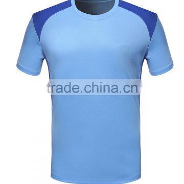 Polyester Short Sleeve Gym Quick Dry Stringer Blue White T-shirt