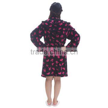 Women 100 Polyester Printed Hooded Adult Bathrobe photo-3