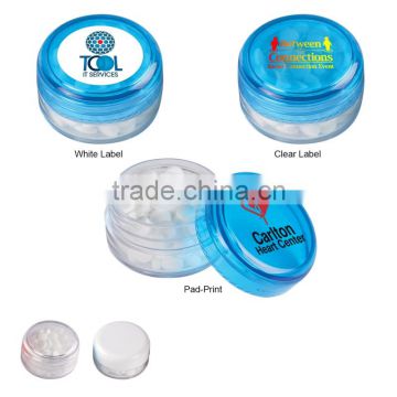 Peppermints In Circle Case - sugar-free, meets FDA requirements, contains approx. 100 mints and comes with your logo