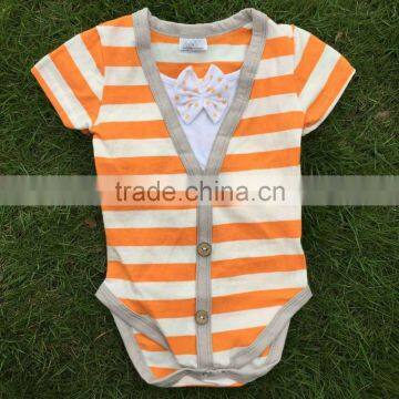 Kids Clothing Bubble Stripe Romper Boys Romper Cotton Baby Cardigan Romper Bow Tie Romper Set Baby Boy Clothes photo-6