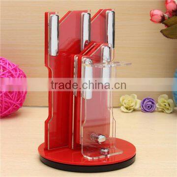 New Arrival Hot Sale Useful Red Acrylic Kitchen Ceramic Knife Holder Kitchen Knife Stand Block For 3 4 5 6 Knives And Peeler photo-5