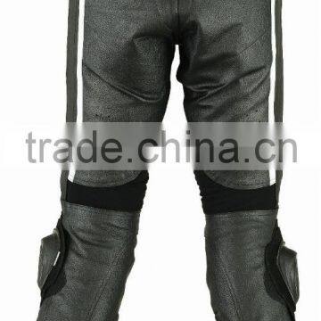 MENS CE ARMOURED QUALITY BLACK LEATHER MOTORBIKE PANT / MOTORCYCLE TROUSERS