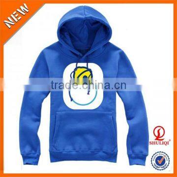 FreshLine Unisex Blue 100% Cotton Plain Dyed Hoodie Custom Clothing Fleece Fabric Type Crewneck Sweatshirt