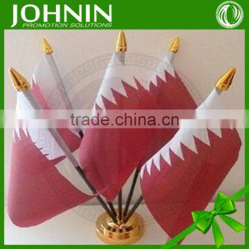 free shipping Promotional polyester printed national Day Qatar table flag