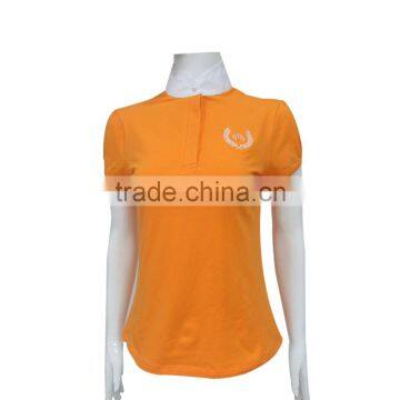 Orange color blank cotton polo shirt for women