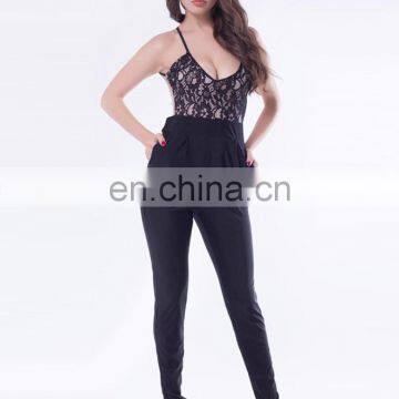 Wholesale Factory Price Halter Jumpsuit Black Sexy Lace Jumpsuit Fashion New Design photo-4