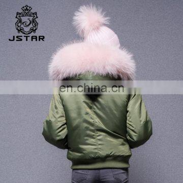 Good Price Goose Down Bomber Jacket Wholesale Real Fur Hooded Winter Coat for Women photo-3