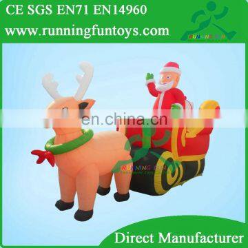 Commercial Santa on sleigh inflatable, Inflatable Sleigh with Deer for Christmas