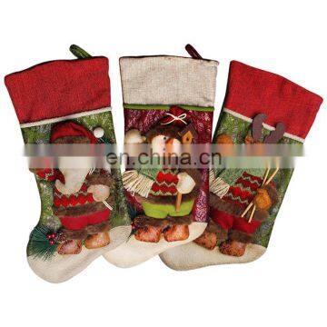 43CM Large 3D Green and Red High Quality Home Decoration Gift Christmas Stockings With Christmas Grass - Santa Claus photo-5