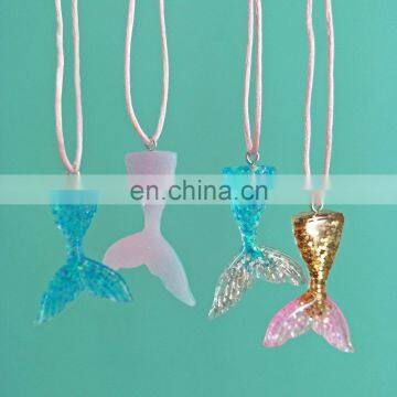birthday party favor kids fairy gift mermaid pendant tail necklace