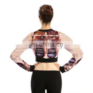 Women Fashion Printing Pattern Polyester Jacket Cool Long Slevee Zipper Jacket for Women photo-3