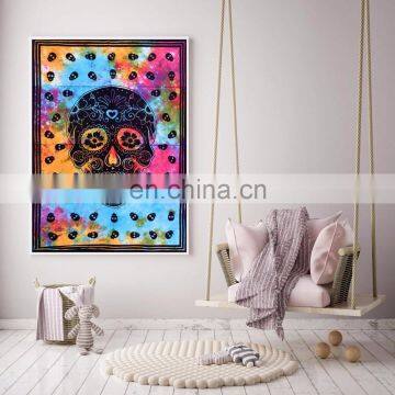 Indian 2017 Tapestries Throw Cotton Home Decor Poster Skull Design Yoga Mat Meditation Wall Hanging