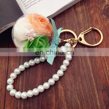 Flower Inside Transparent Ball Key Rings Pearl Keychain for Car Bag Accessories photo-3
