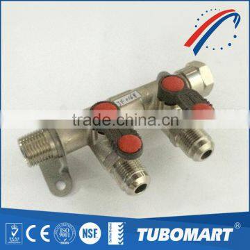 CW617n material natural gas manifold with for gas pipe compression fitting