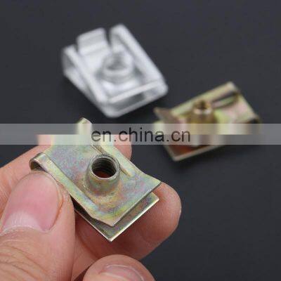 100Pcs Car Screw Base U-Type Mount Fastener Clips Motor Fender Bumper Protection Metal Clip photo-5