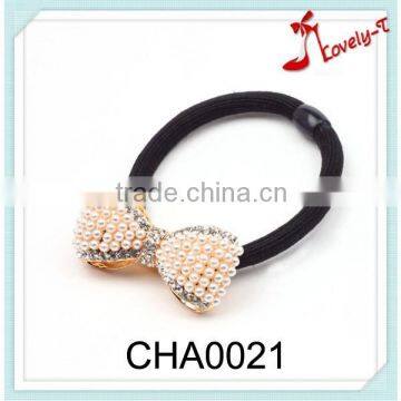 2015 wholesale hair jewelry women fashion neon crystal beaded bowknot girls elastic hair rope,cheap pearl hair bands