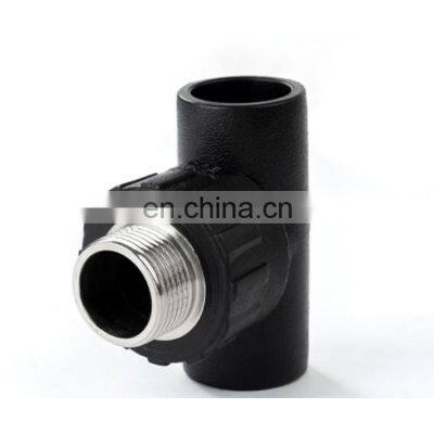 HDPE hot  fusion fittings 1inch 4inch 6inch 25 32 50 63 male thread tee