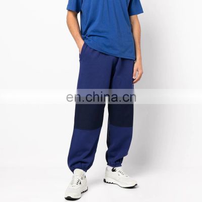 Super simple 100% cotton  Men Casual side pockets contrast-panel track pants