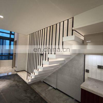 Modern Invisible Stringer Tempered Glass Balustrade Floating Stairs Staircase For Hotels photo-3