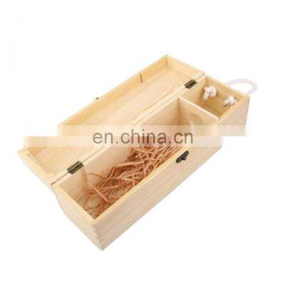 Vitalucks wholesale customized single bottle unfinished pine wooden box wine packaging case