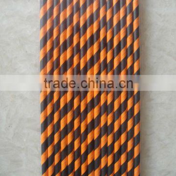 19.7*0.6cm biodegradable orange and black stripped paper milkshake straws