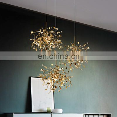 Indoor Dandelion Crystal Pendant Lights Luxury LED Gold Chandeliers Hanging Lamps