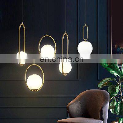 Nordic Modern LED Ceiling Lamp Simple Hanging Pendant Light Metal Glass Ball Hanging Lamps Chandelier for Decoration Lighting