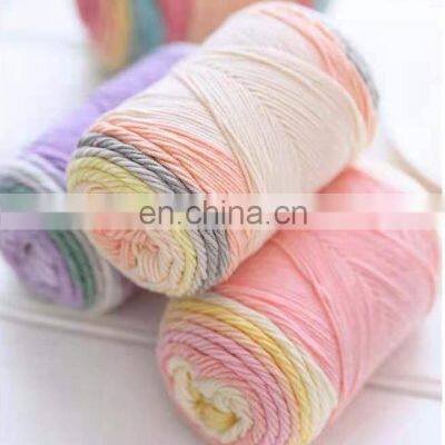 Hot Sell 100g Natural Rainbow Cake Cotton Blended Yarn For Hand Knitting