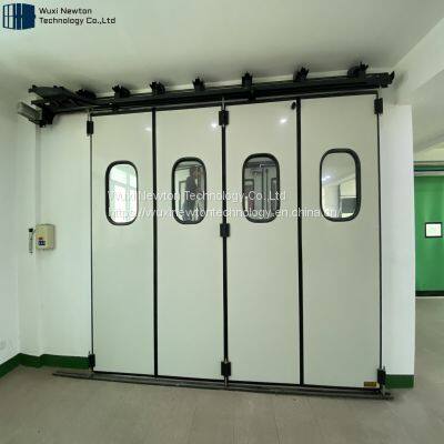 Automatic Horizontal Sliding Folding Insulated Aluminum Door Industrial photo-5