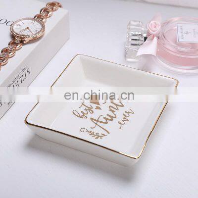 Custom LOGO Porcelain Plate Nordic Ceramic Jewelry Tray Square Ceramic Decorative Tray For Jewellery Dia De la Madre 2022