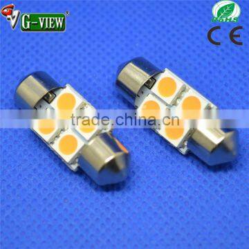 led car auto lightings festoon 31mm 5050chip amber color LED bulb