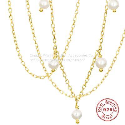 S925 Sterling Silver Design Imitation Pearl Necklace photo-3